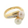 14k Yellow Gold Pearl Diamond Ring