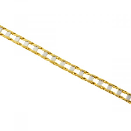 10k Yellow Gold Two Tone Railroad Style Men's Bracelets