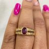 14k Yellow Gold Oval Ruby Diamond Ring 