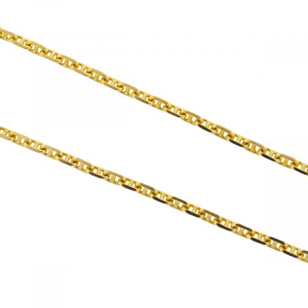 14k Yellow Gold Thin Flat Mainer Link Chain Necklaces