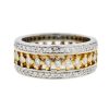 18k Two Tone Wide Diamond Band Ring Approx 1.65Cts