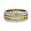 18k Two Tone Wide Diamond Band Ring Approx 1.65Cts