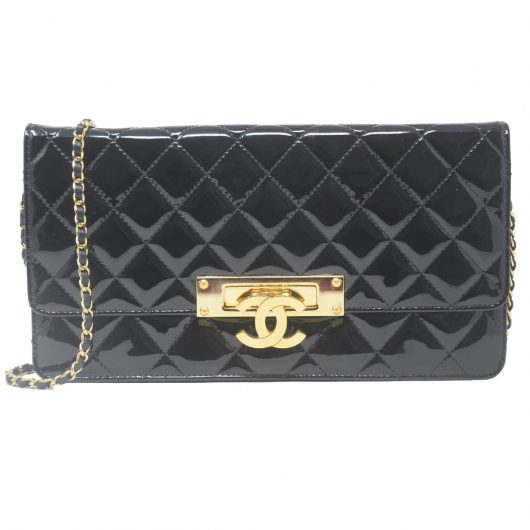 Chanel Golden Class Flap Large Patent Leather Black Crossbody Bag Boca Raton