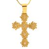 18k Yellow Gold Diamond Cross Pendant Necklace