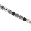 David Yurman Chiclets One Row Diamond Hematite Onyx Sterling Silver Bracelet 