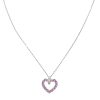 10k White Gold Pink Quartz Heart Pendant Necklace 