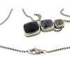 David Yurman Chiclet Diamond Hematite Onyx Sterling Silver Necklace