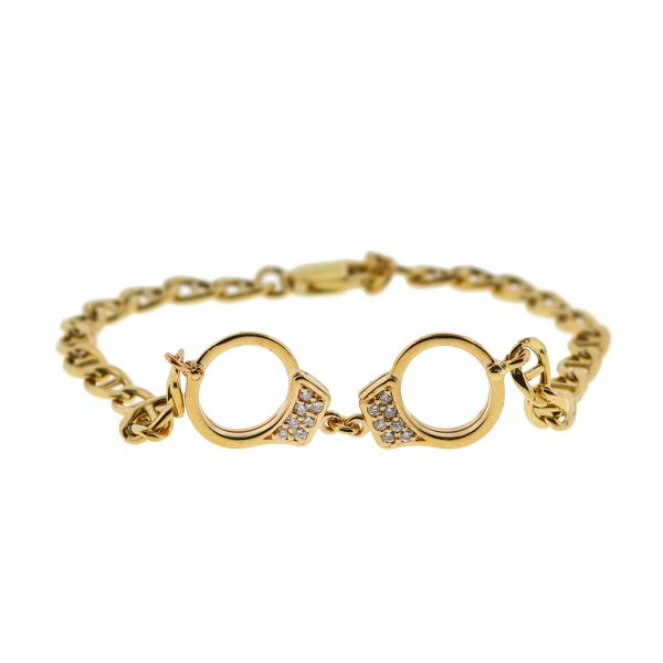 14k Yellow Gold Pave Diamond Handcuff Bracelet