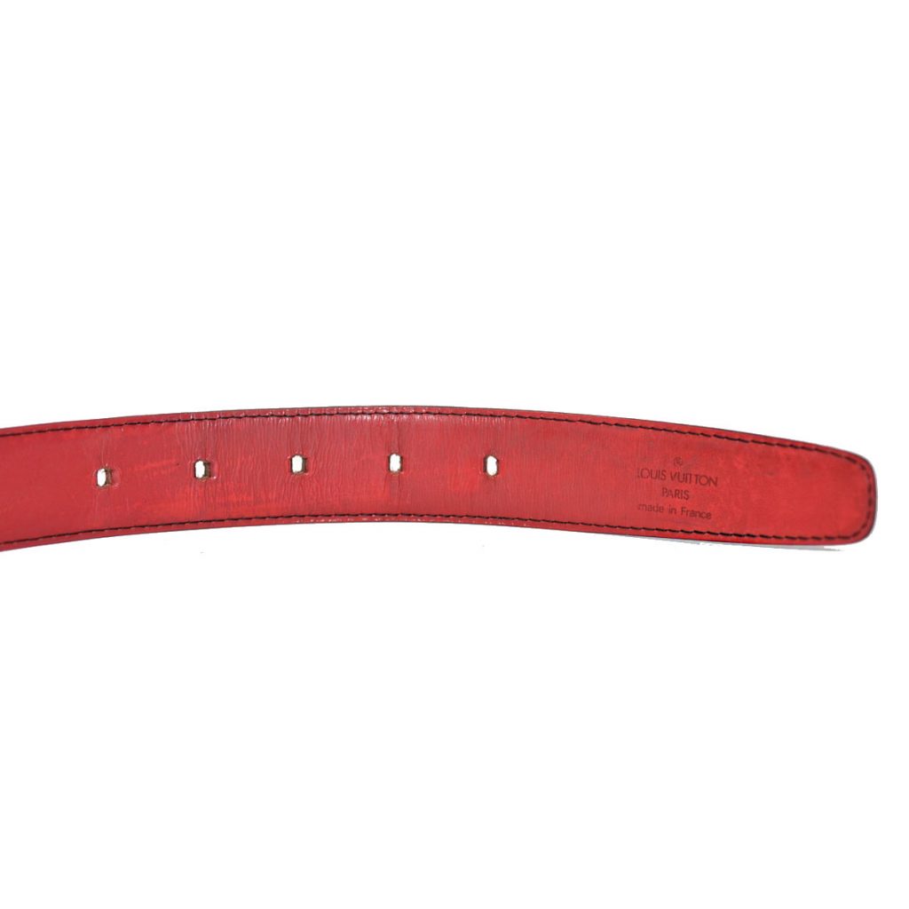 Louis Vuitton Red Epi Lather Ceinture Belt with Gold Buckle 862789