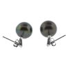 14k White Gold Diamond Black Pearl Dangle Earrings