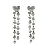 14k White Gold Heart Diamond Double Drop Dangle Earrings .60 Cts