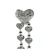 14k White Gold Heart Diamond Double Drop Dangle Earrings .60 Cts