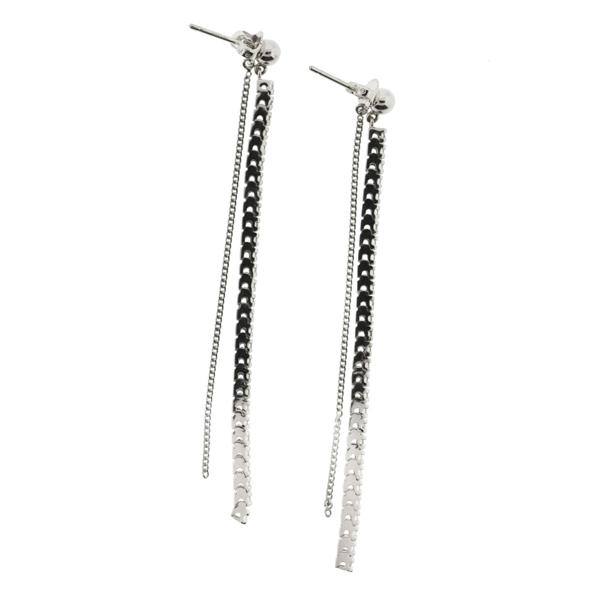 18k White Gold Tennis Style Diamond Drop Earrings .98 Cts - Boca Pawn ...