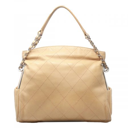 Chanel Beige Quilted Lambskin Soft Leather Medium Shoulder Bag