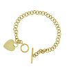 14k Yellow Gold Heart Pendant Round Link Toggle Clasp Bracelet