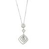 14k White Gold Pave Diamond 3 Station Drop Necklace