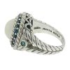 Judith Ripka Sterling Silver Pearl With Blue Stone Halo Ring