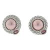 Judith Ripka Pink Pearl and Pink Stone Clip on Earrings