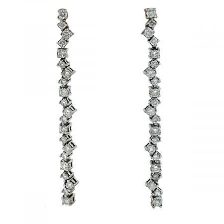 18k White Gold Diamond Drop Earrings Aprox 1.25 CTW