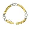 18k Two Tone Cuban Diamond Station Link Bracelet Approx 1.00ctw