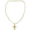 14k Yellow Gold Oval Link Chain Necklace With Diamond Cross Pendant