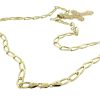 14k Yellow Gold Oval Link Chain Necklace With Diamond Cross Pendant