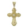 14k Yellow Gold Oval Link Chain Necklace With Diamond Cross Pendant