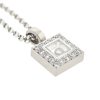 18k White Gold Chopard Square Happy Diamond Pendant Necklace