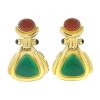 18k Yellow Gold Carnelian Jade Cabochon Drop Earrings