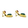 18k Yellow Gold Carnelian Jade Cabochon Drop Earrings