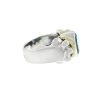 David Yurman Caviar Collection Two Tone Oval Blue Topaz Cable Ring