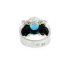 David Yurman Caviar Collection Two Tone Oval Blue Topaz Cable Ring