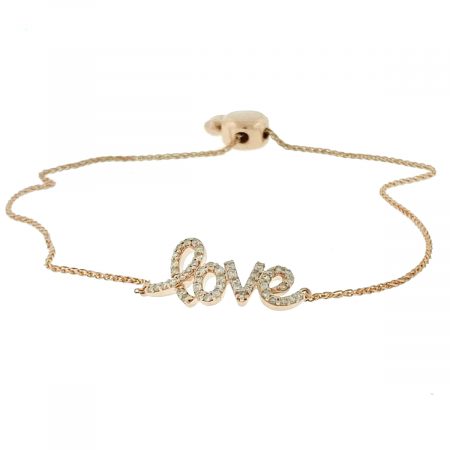 14k Rose Gold Diamond LOVE Bracelet