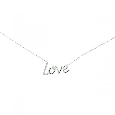 14k White Gold Love Diamond Necklace