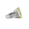 Judith Ripka Large Square Yellow Colored Stone Stainless Steel Ring