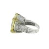 Judith Ripka Large Square Yellow Colored Stone Stainless Steel Ring