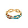 Jennifer Zeuner Lisbon 14k Rose Gold Turquoise Enamel Pave Ruby Ring