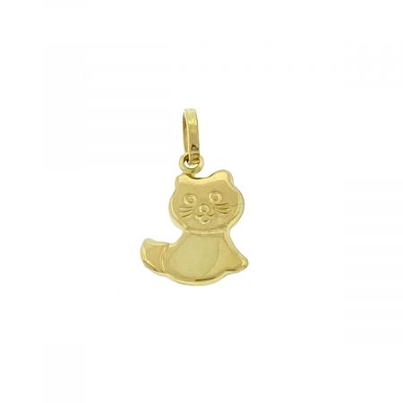 18k Yellow Gold Small Cat Pendant