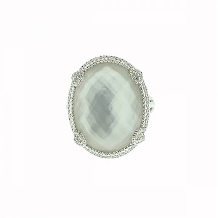 Judith Ripka Sterling Silver Oval Flora Diamonique Ring