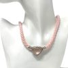 Judith Ripka Sterling Silver heart pendant on pink rope necklace