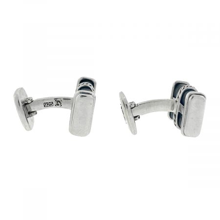 David Yurman DY Black Cable Sterling Silver Leather Cufflinks