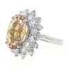 18k White Gold Oval Morganite Diamond Flower Halo Ring