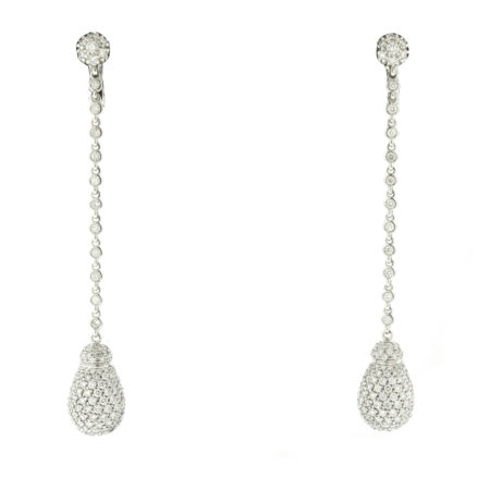 Chantecler 18k White Gold Diamond Pave Long Drop Earrings