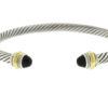 David Yurman Two Tone Thin Onyx Cable Bracelet