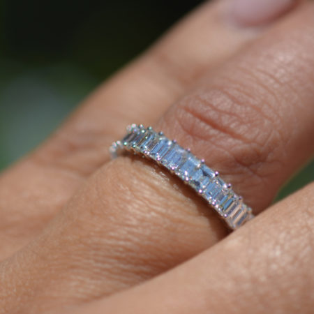 18k White Gold Emerald Cut Diamond Eternity Band Ring