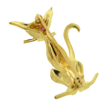 10k Yellow Gold Sphynx Cat Brooch