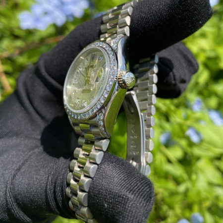 Rolex 69159 Presidential Factory Diamonds 18k White Gold Ladies Watch