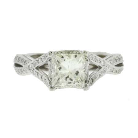 Tacori 18k White Gold Princess Cut Diamond Engagement Ring Aprox 1.00 ctw