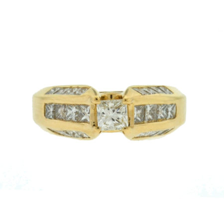 14k Yellow Gold Princess Cut Engagement Ring Aprox .40 CTs