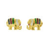 18k Yellow Gold Elephant Multi-Color Earrings